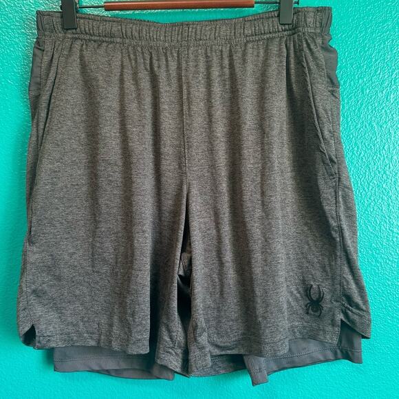 Spyder Active Proweb Gray Athletic Men's Shorts Medium - Picture 3 of 9